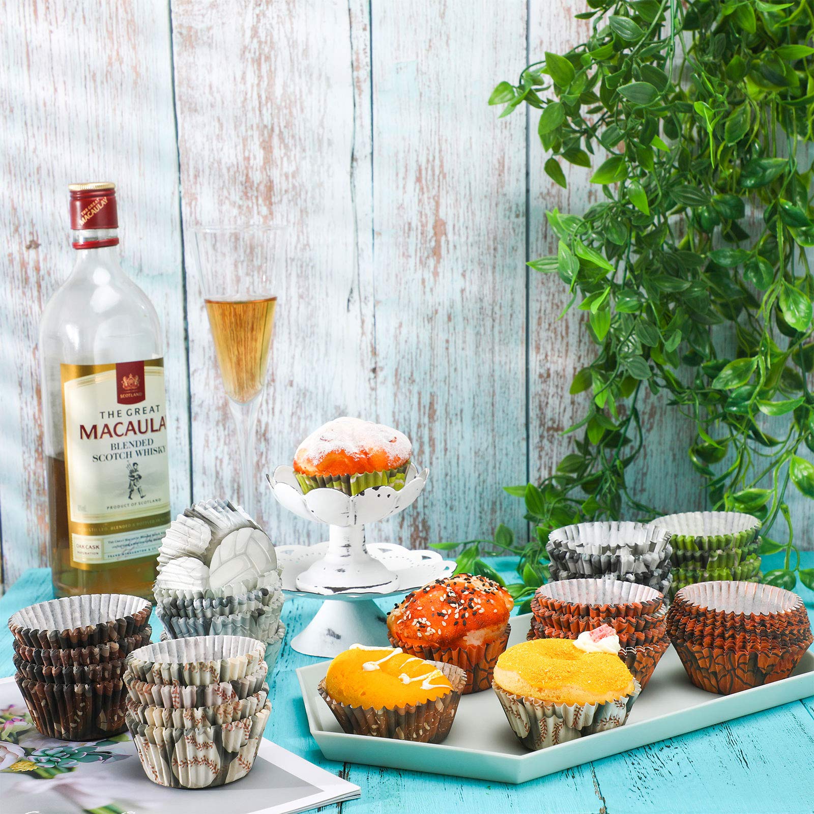 600 Pieces Sports Theme Party Cupcake Liners Basketball Football Volleyball Baseball Rugby Tennis Baking Cups Cupcake Wrappers M